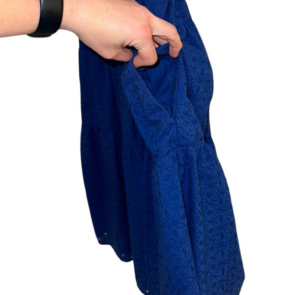 Crown & Ivy Colbaly Blue Mini Dress-Eyelet, Cottage, Coastal, Boho, Maximalist! - Picture 7 of 15